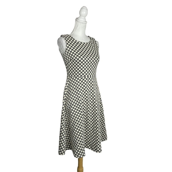 Talbots Grey & Cream Brocade Polka Dot Fit & Flare Dress Classic Versatile - Picture 4 of 9